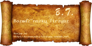 Bozmánszky Tirzusz névjegykártya